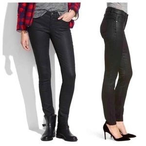 Madewell Mid-Rise Lightweight Black Shiny Skinny Jeans RN# 77388 Size 26